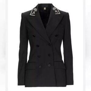 $1890 NWT Burberry Black Double-Breasted Blazer Size 2